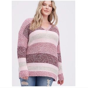 Torrid Pullover Slouchy V-Neck Tunic Multi-Color Sweater Size 1X